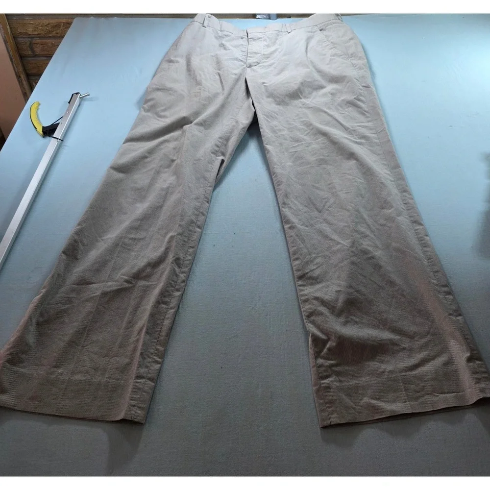 Banana Republic Mens 34x32 Mini Stripe Dress Pants Tan White Flat Front Trousers